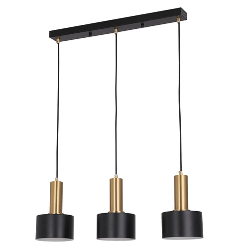 Modern 3-Light Pendant Lamp - Gold & Black Iron Hanging Fixture