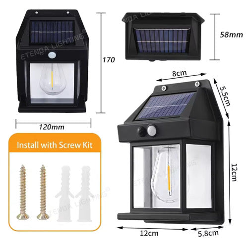 Solar Outdoor Wall Light - Motion Sensor with 3 Lighting Modes